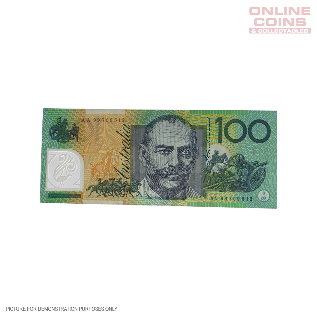 1999 McFarlane Evans Australian $100 Polymer Note - FIRST PREFIX